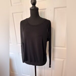Joah Brown Black Women's Top with Mesh Sleeves